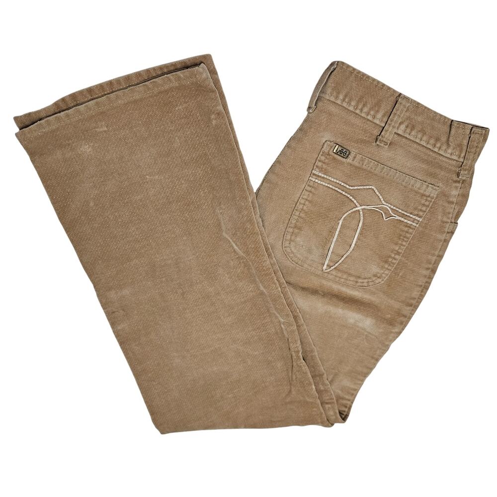1960s Lee Micro-corduroy Boot Cut Embroidered Pocket Size 33 Inch Waist Mens